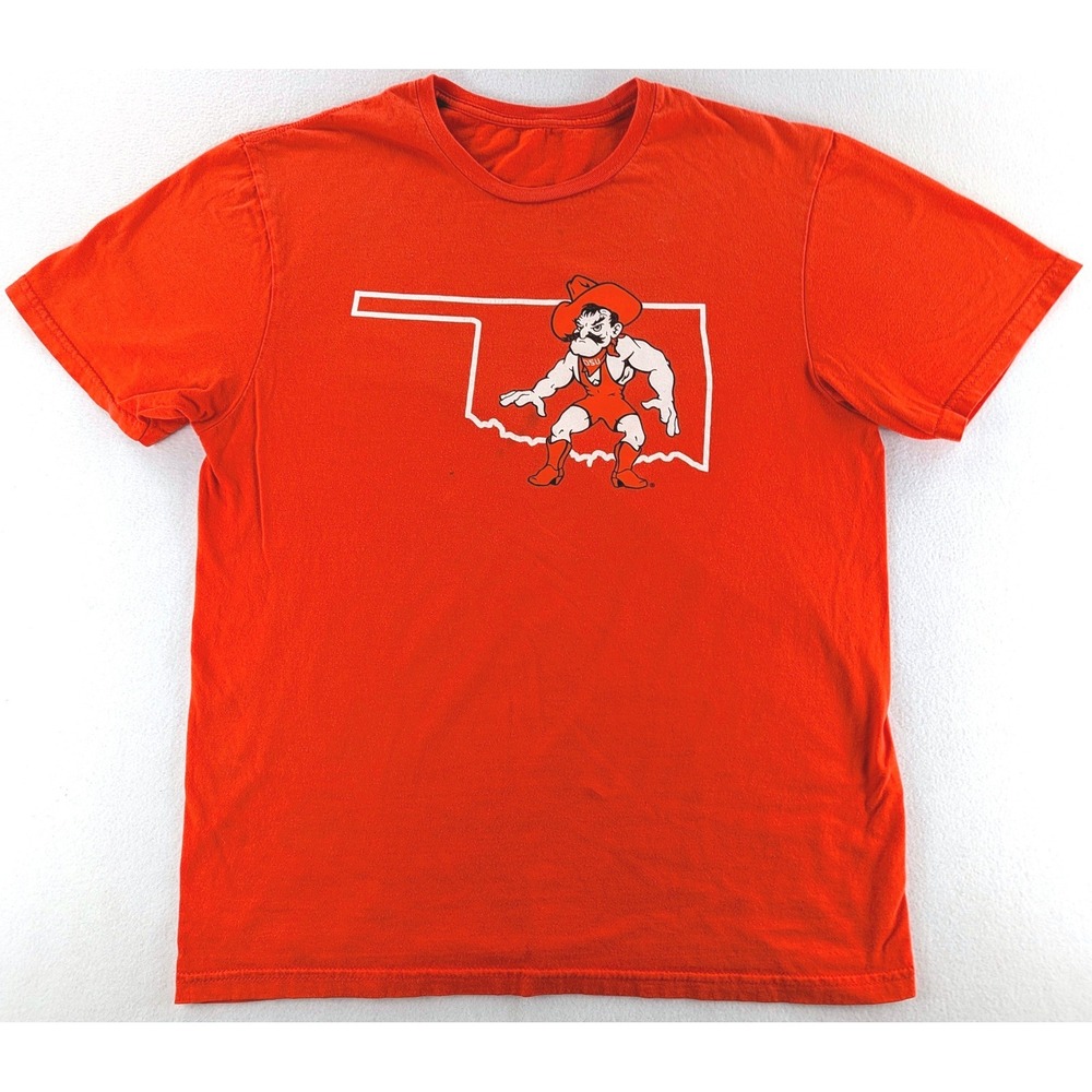 Oklahoma State University OSU Pistol Pete Mens M Orange Cotton Graphic Tee